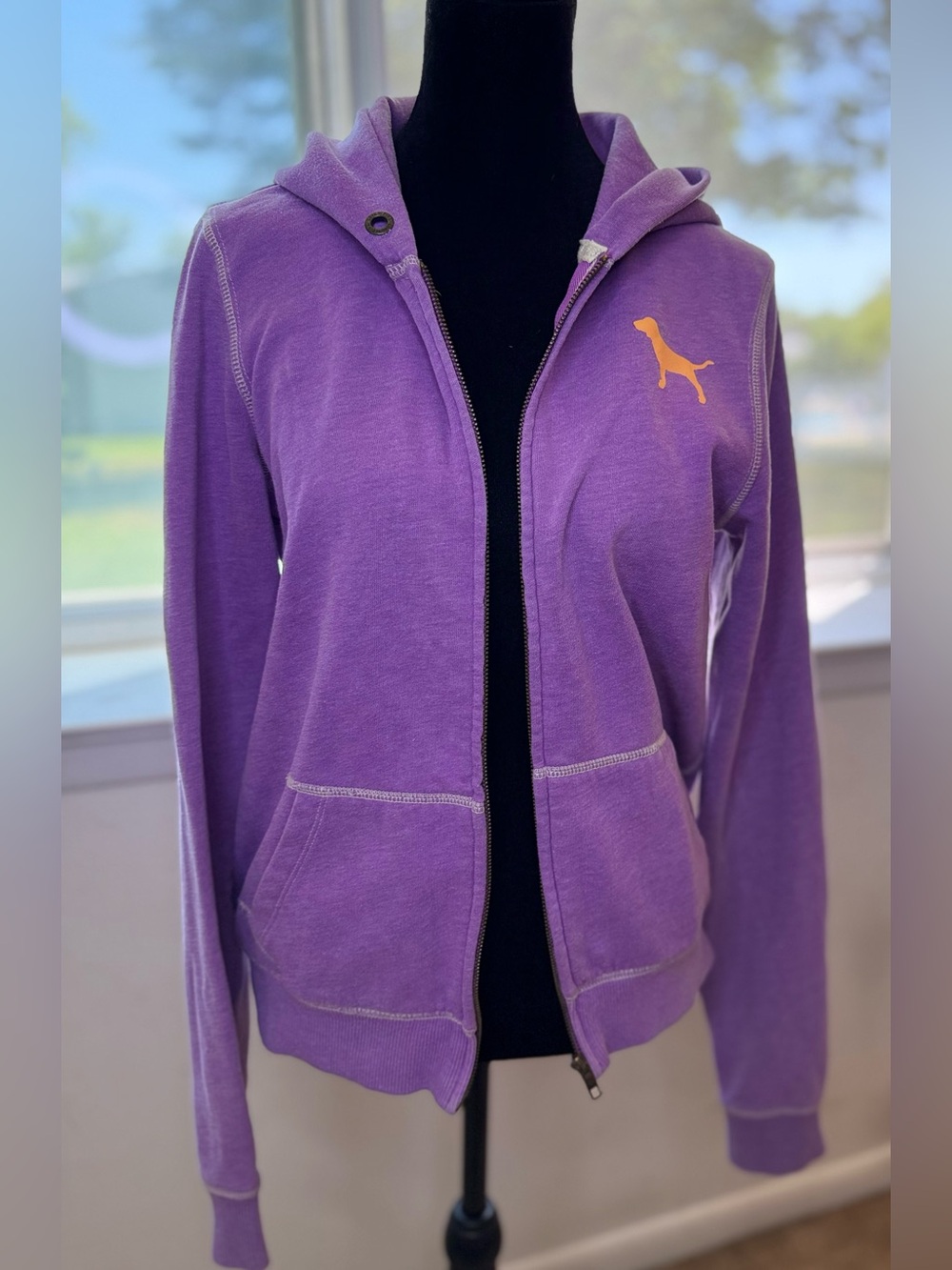 Vintage Y2K 2000’s Victoria’s Secret PINK zip up hoodie Purple cute heart dog M
